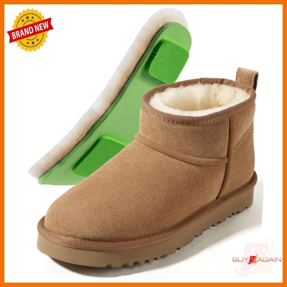 Sheepskin Ankle Boots with Arch Support, Waterproof Suede, -40°F Winter Booties